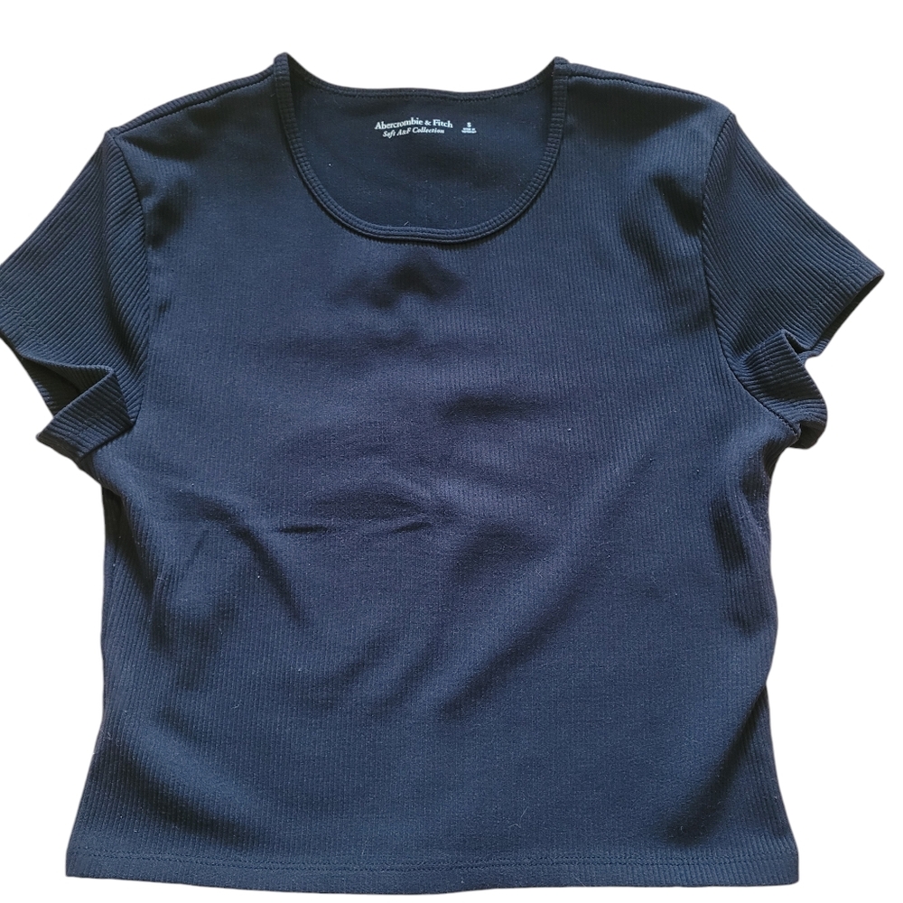 Abercrombie & Fitch Soft A&F Collection Ribbed Cropped Tee, Size S